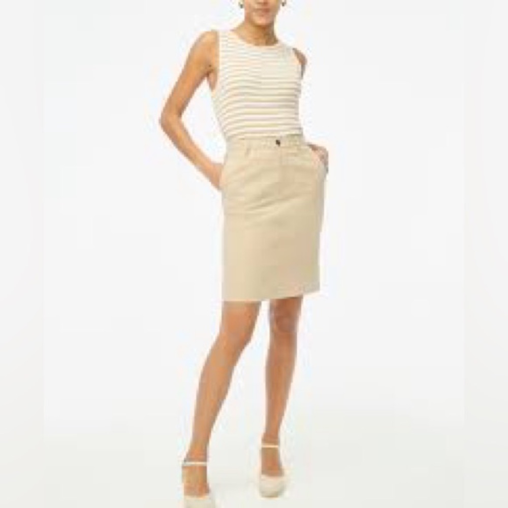 J. Crew Factory Chino Midi Skirt, Size 8, NWOT